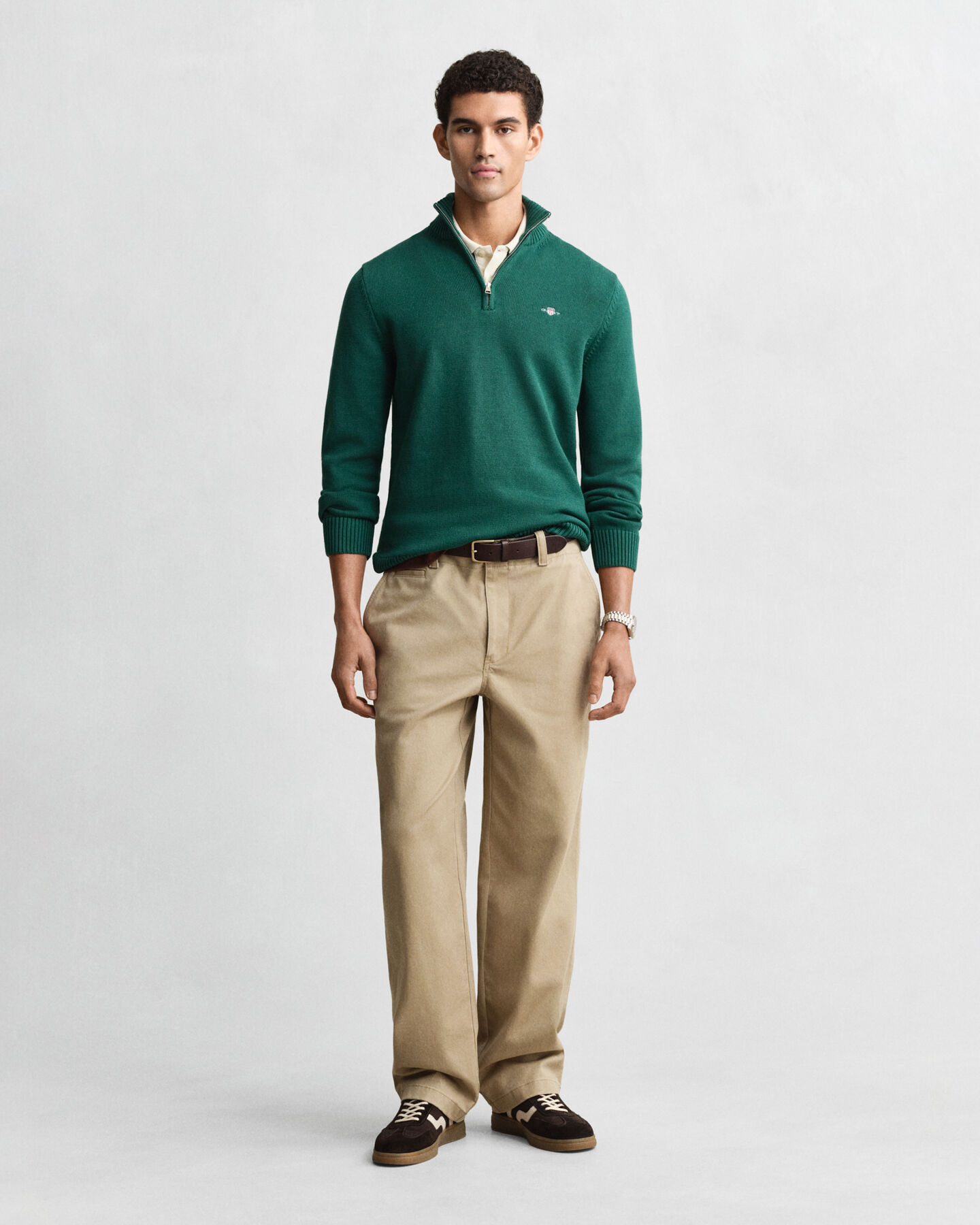 Casual katoenen trui met korte rits