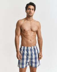 Set van twee boxershorts, geruit & effen