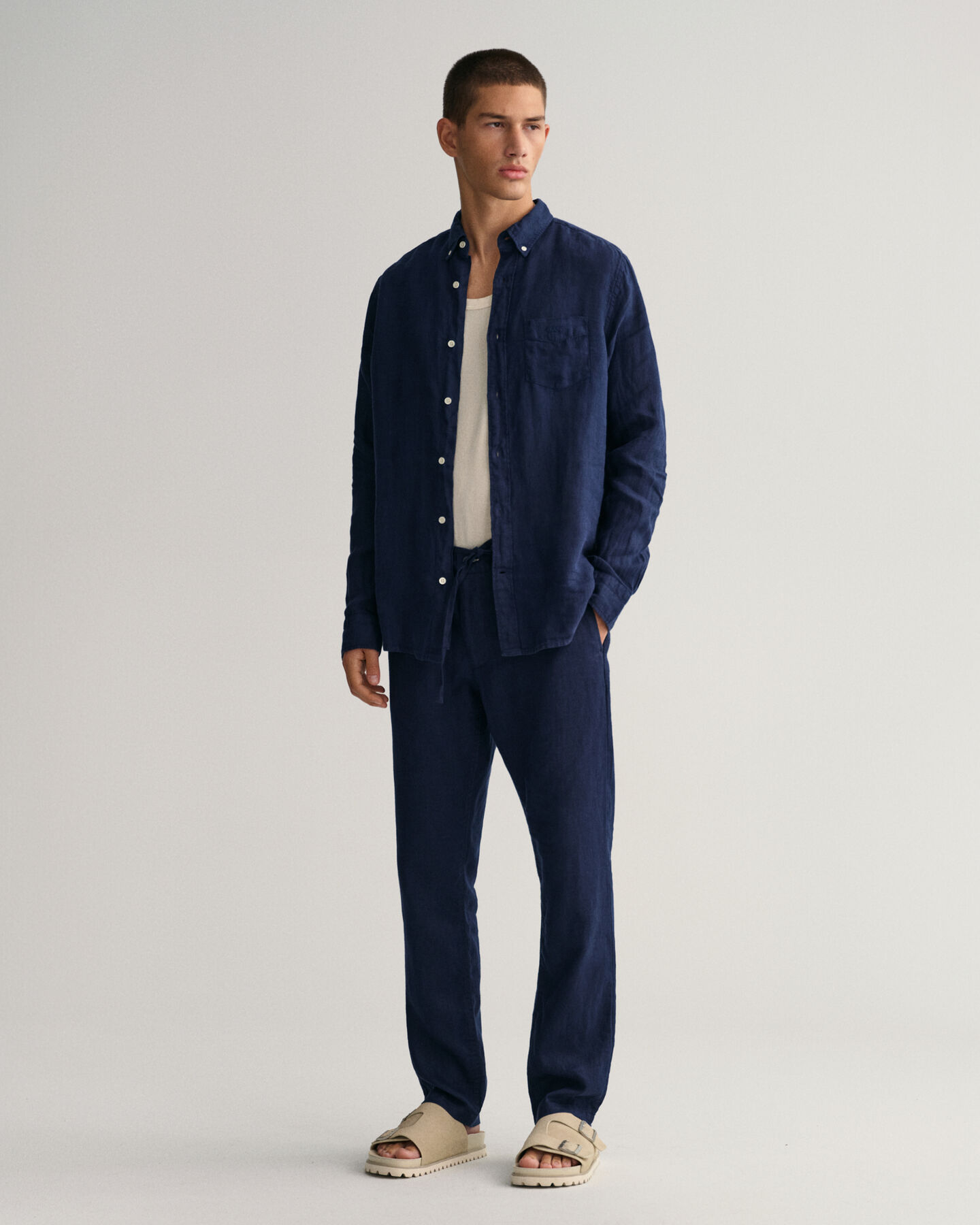 Regular Fit speciaal geverfd linnen overhemd