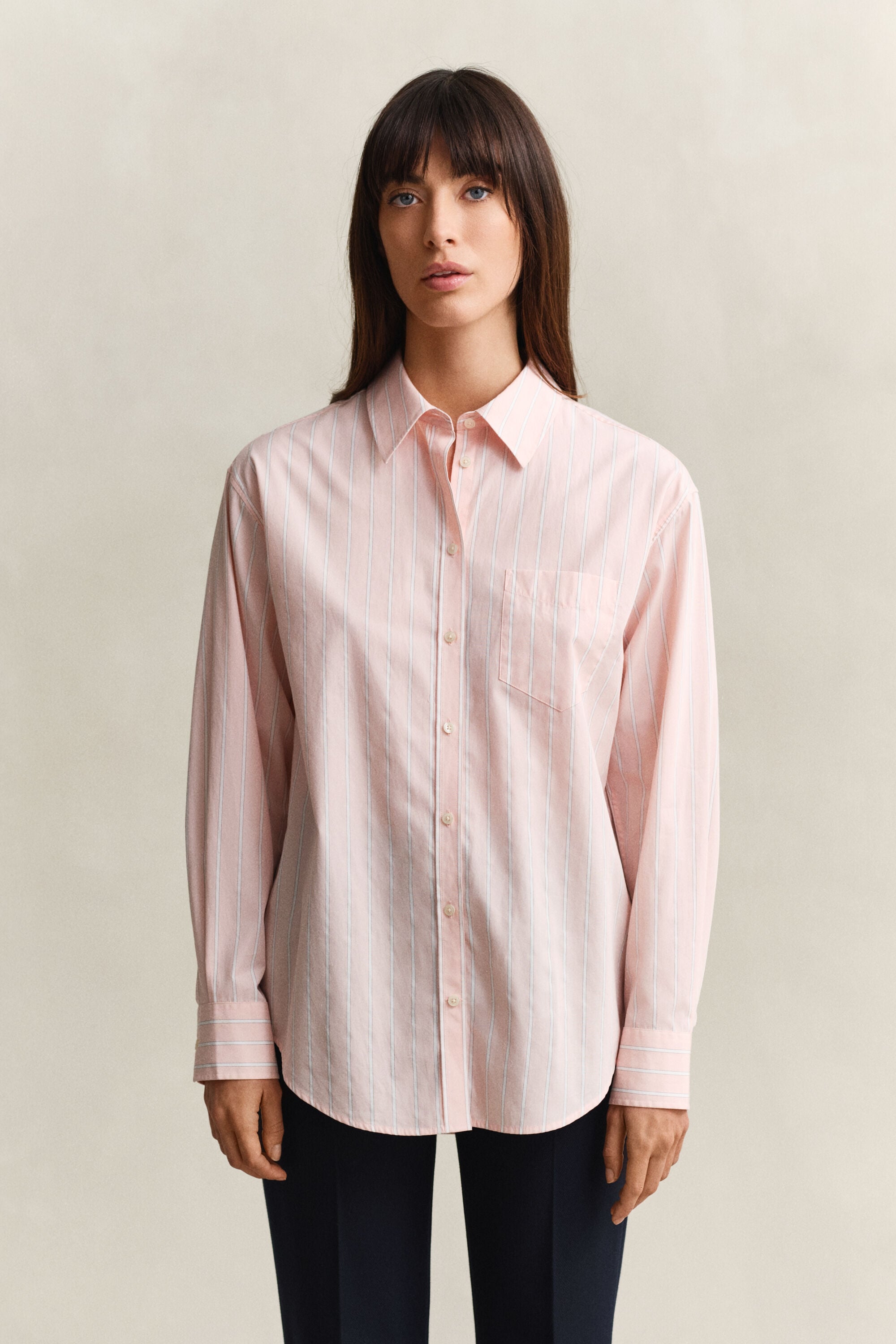 Relaxed Fit Classic overoverhemd van poplin met strepen