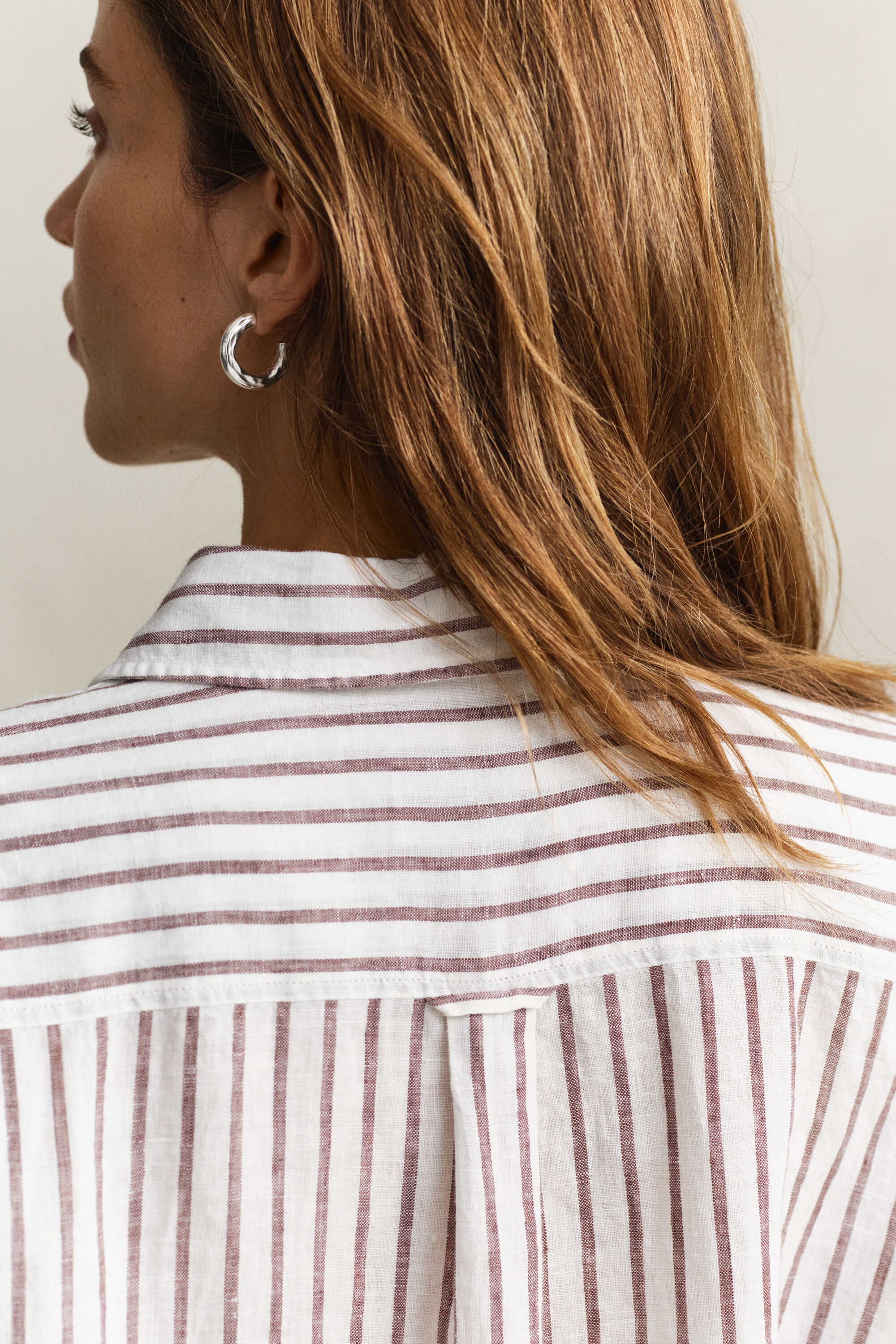 Relaxed Fit linnen overoverhemd met strepen