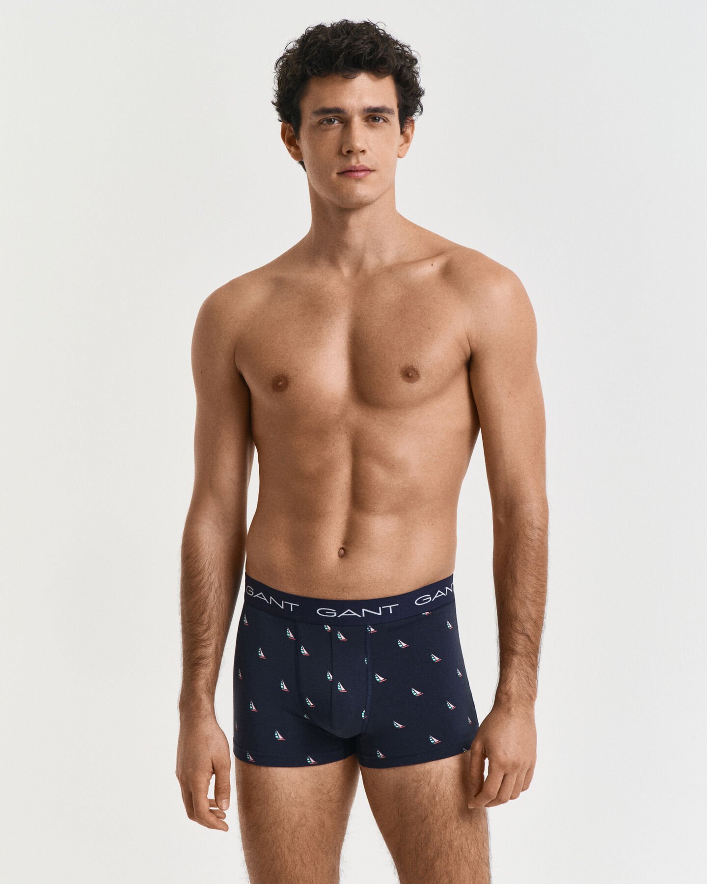 Set van drie boxershorts met botenprint