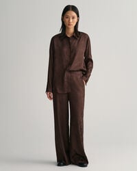 Jacquard broek met wijde pijp en kant