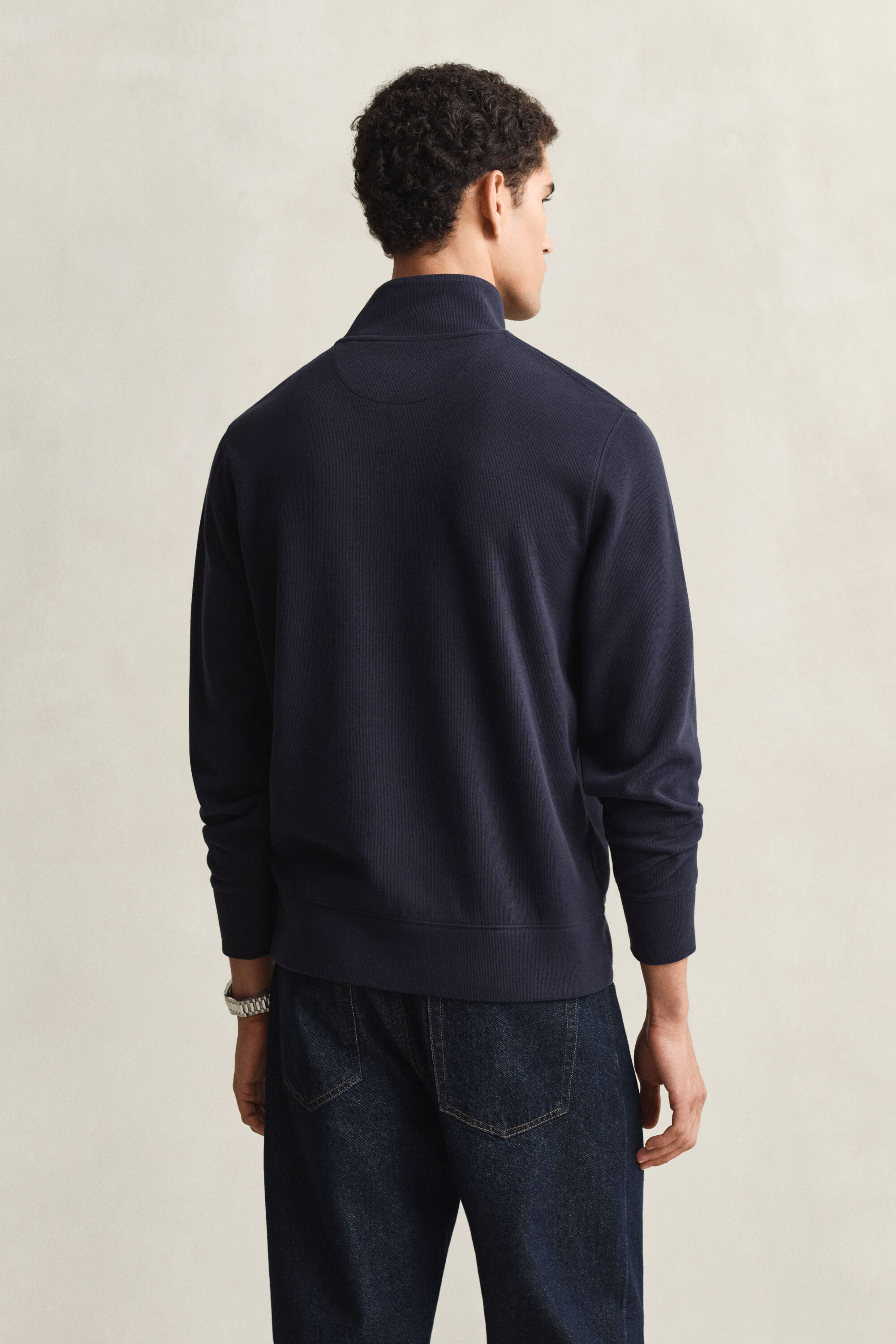 Sacker Rib sweatshirt met korte rits