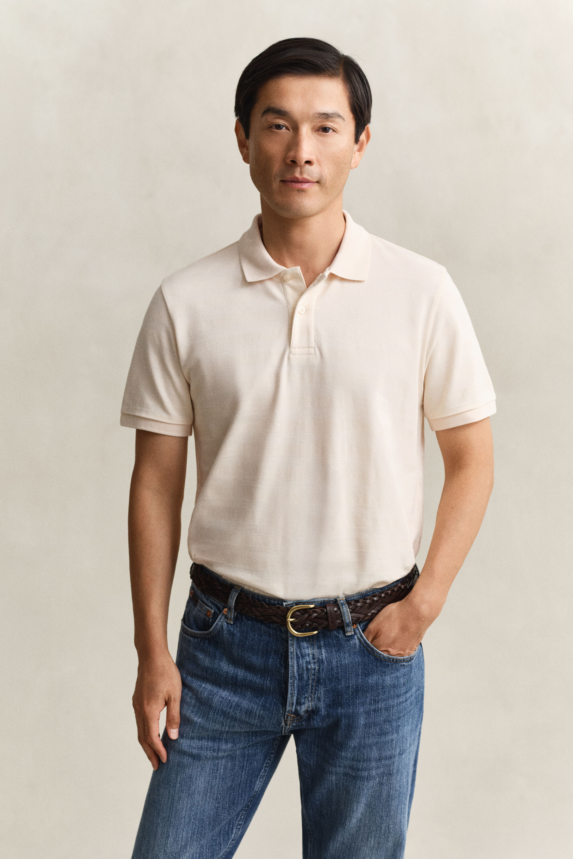 Gestreept poloshirt met textuur