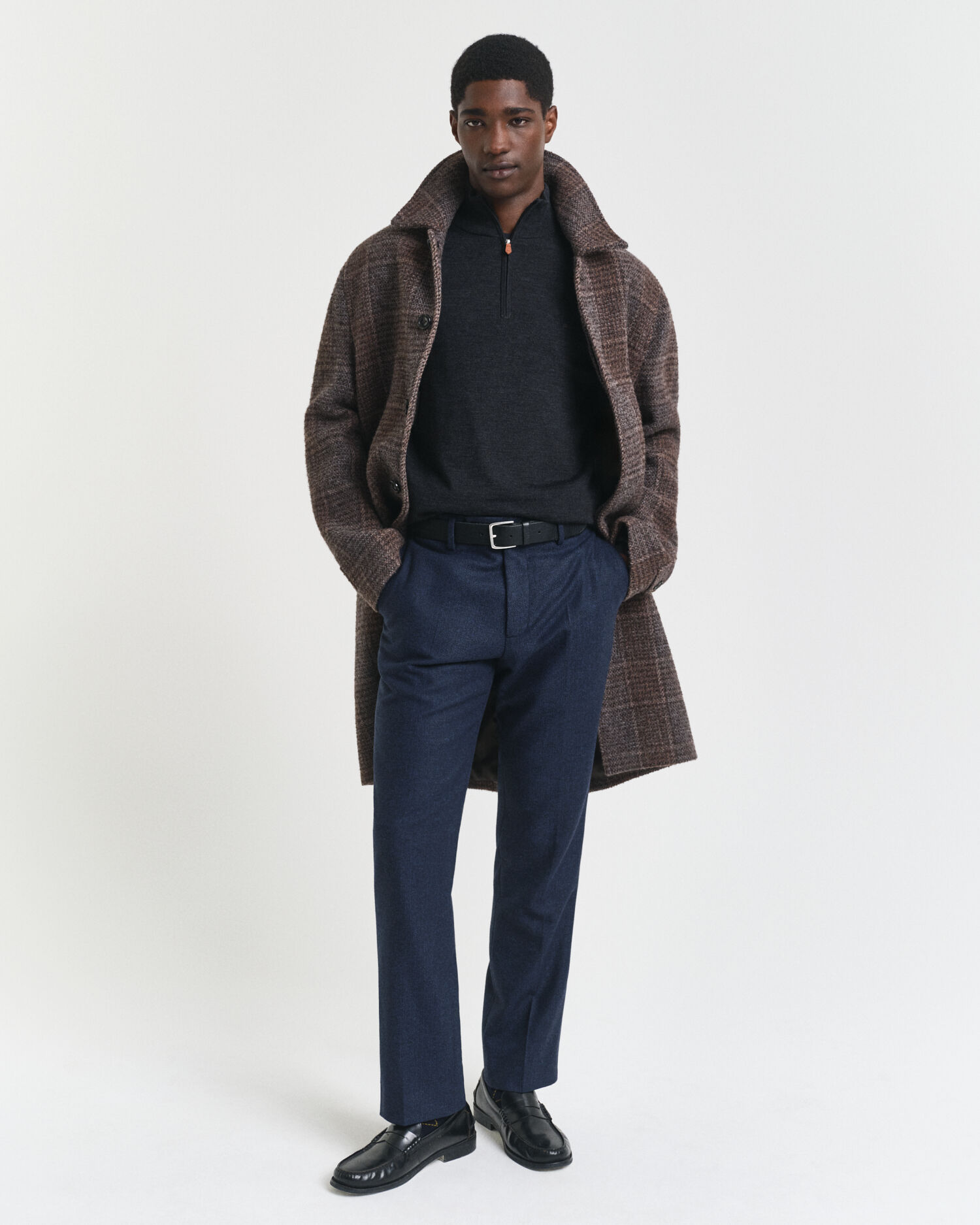 Trui met korte rits van extra fijne merinoswol