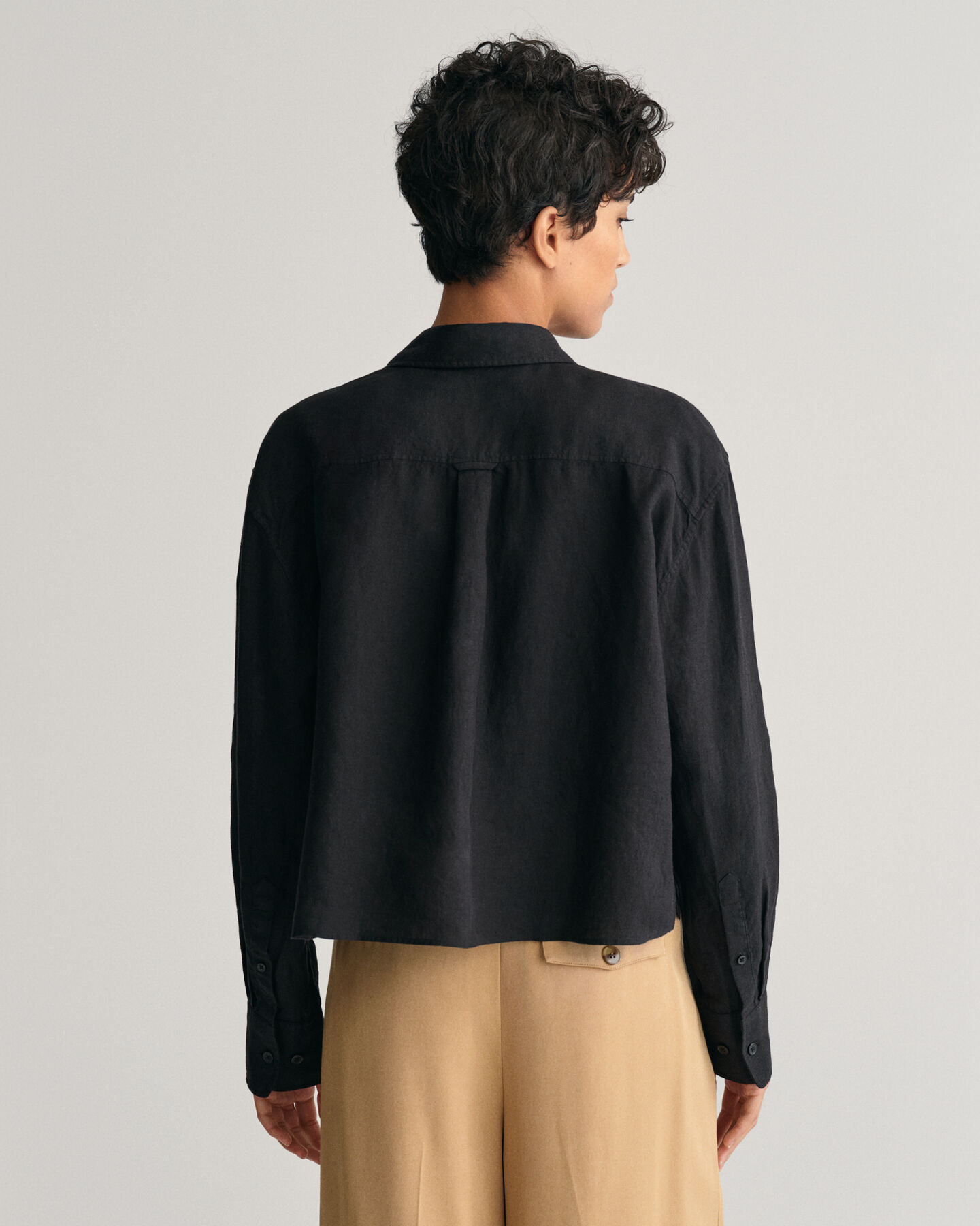 Relaxed Fit cropped blouse van linnen