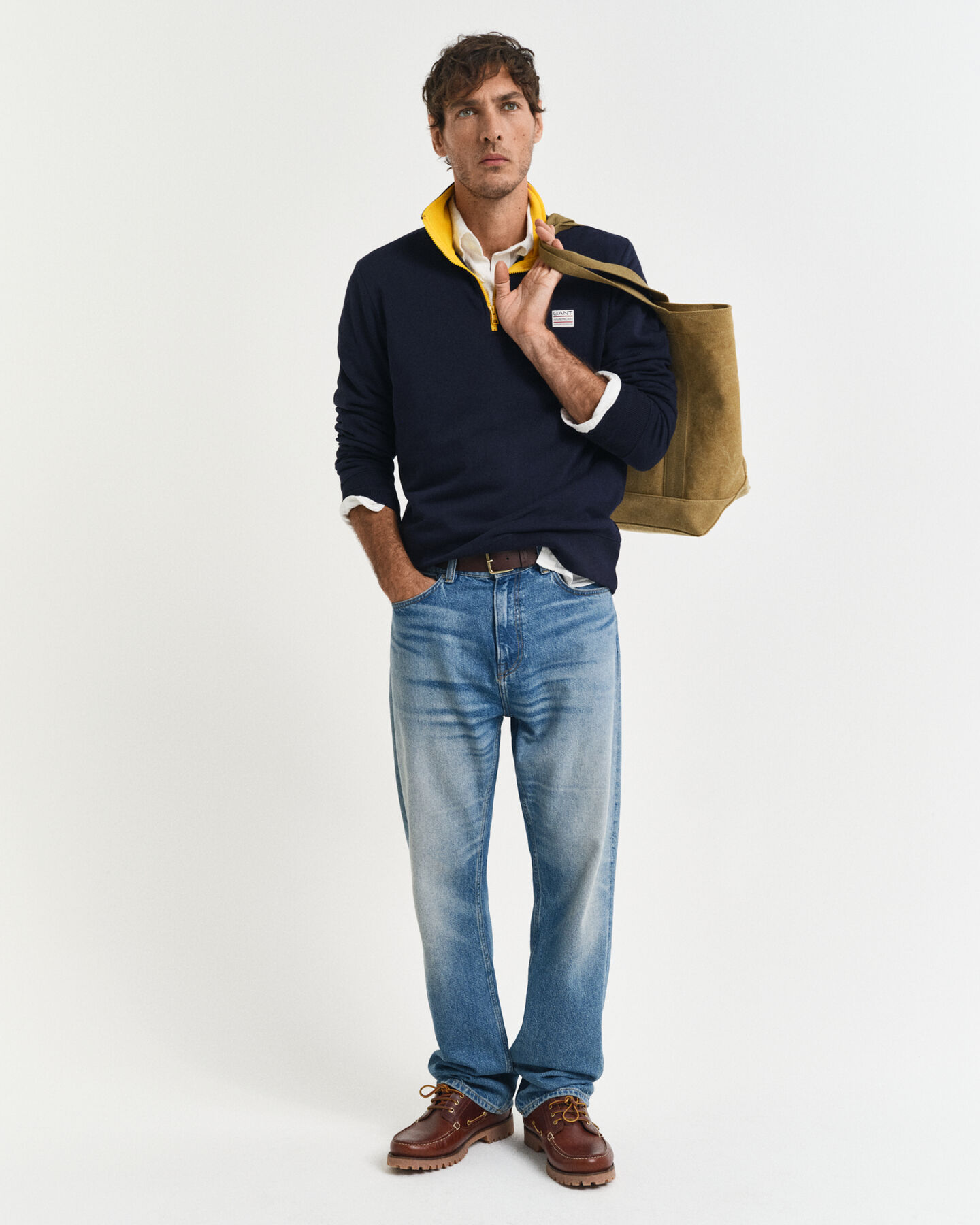 Sweatshirt met contrast en korte rits