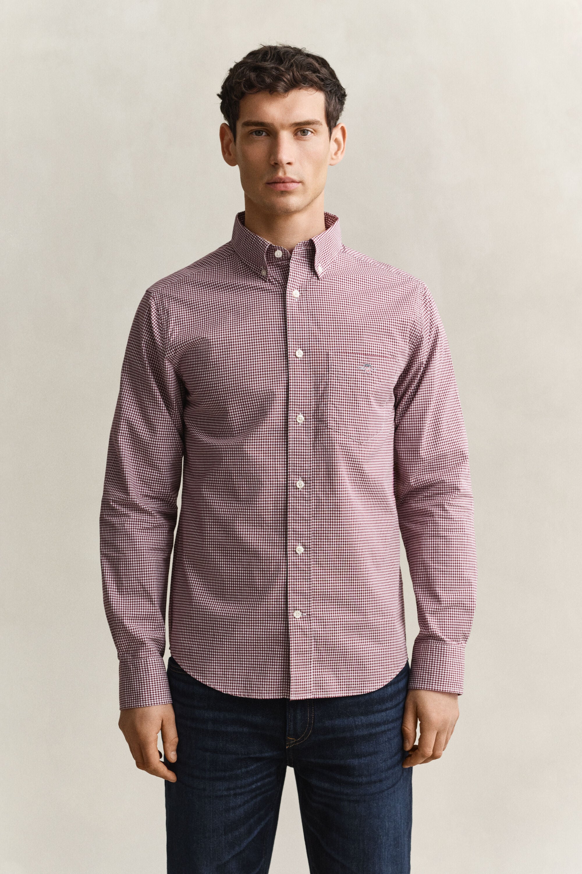 Klassiek poplin overhemd met Gingham-ruitje