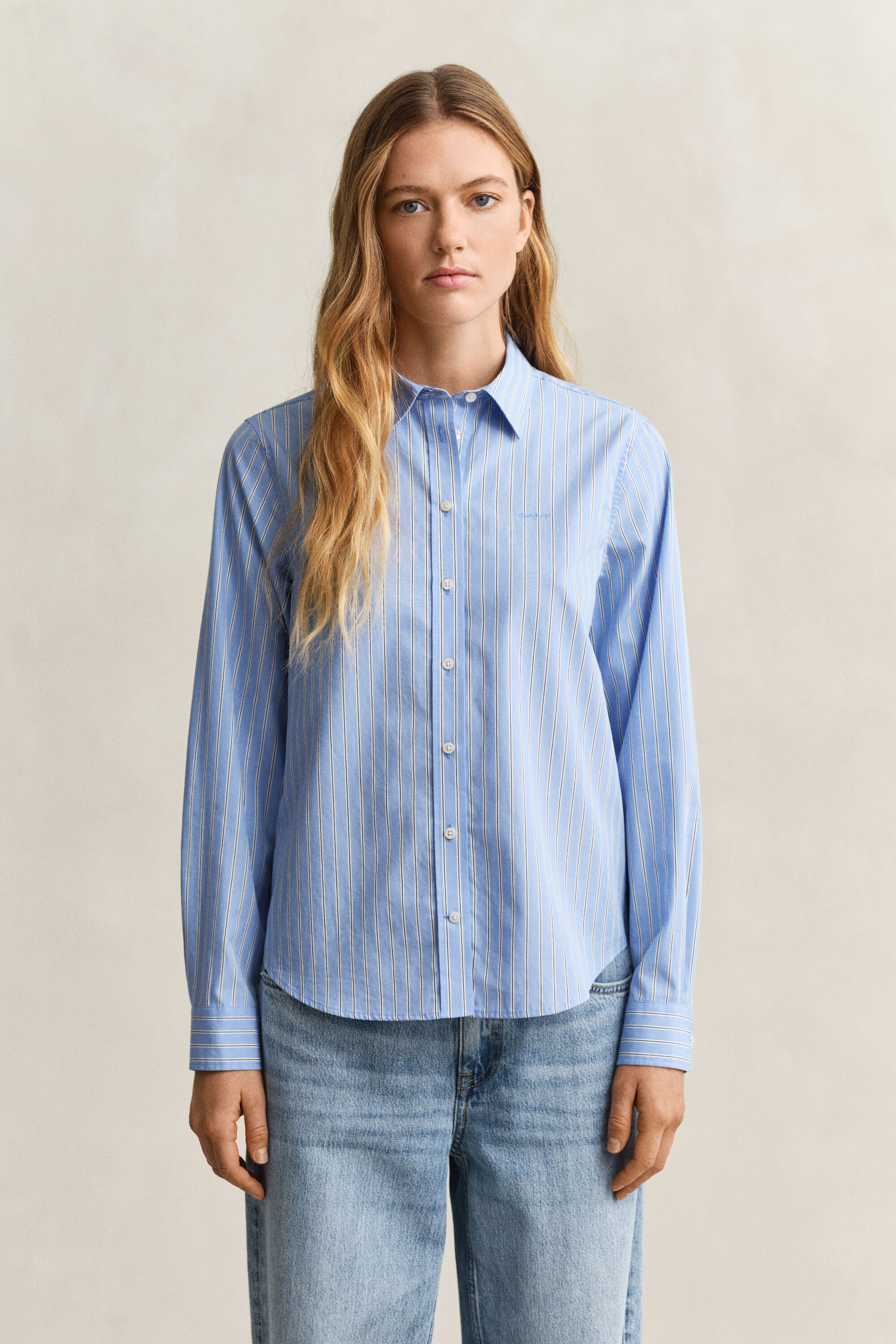 Regular Fit Classic overoverhemd met strepen van poplin