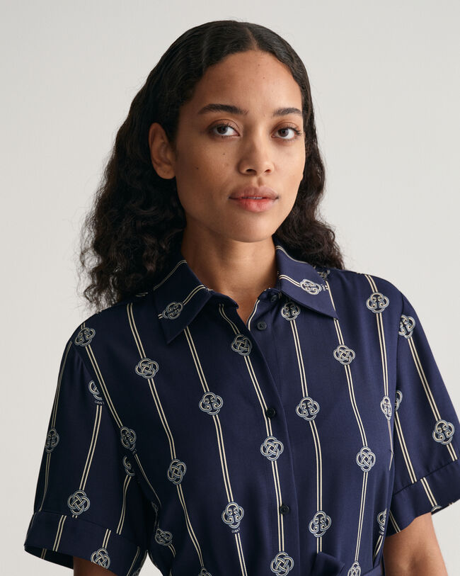 Overhemdjurk met print en korte mouwen