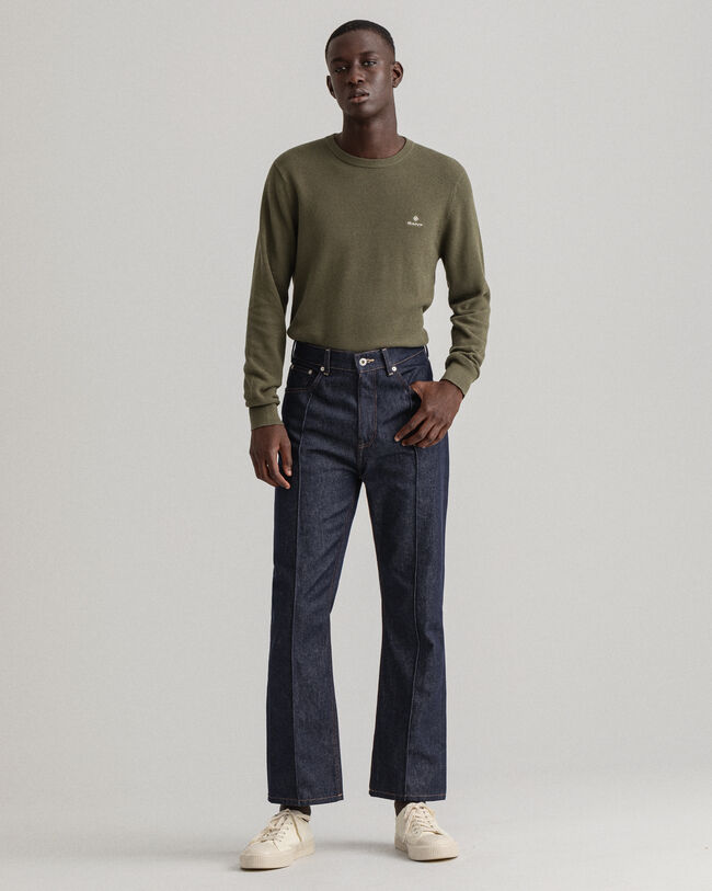 Sweater met ronde hals van piqu&eacute;katoen