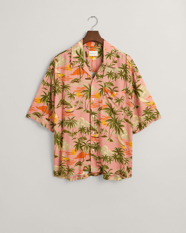 Regular Fit Hawaiian Print overhemd met korte mouwen
