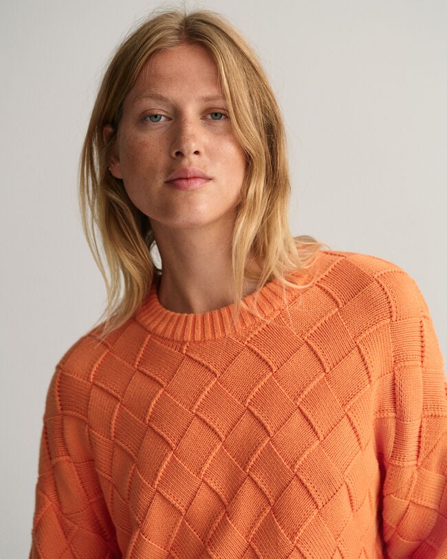 Gebreide geweven trui met ronde hals