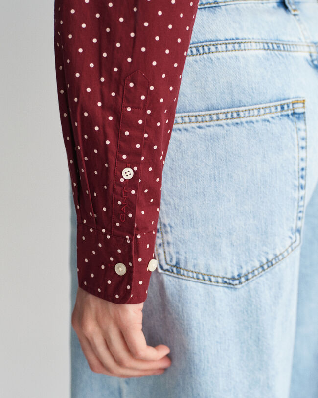 Regular Fit overhemd met stippenprint van katoenvoile