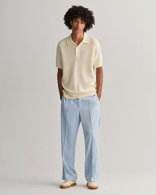 Textured poloshirt van katoen