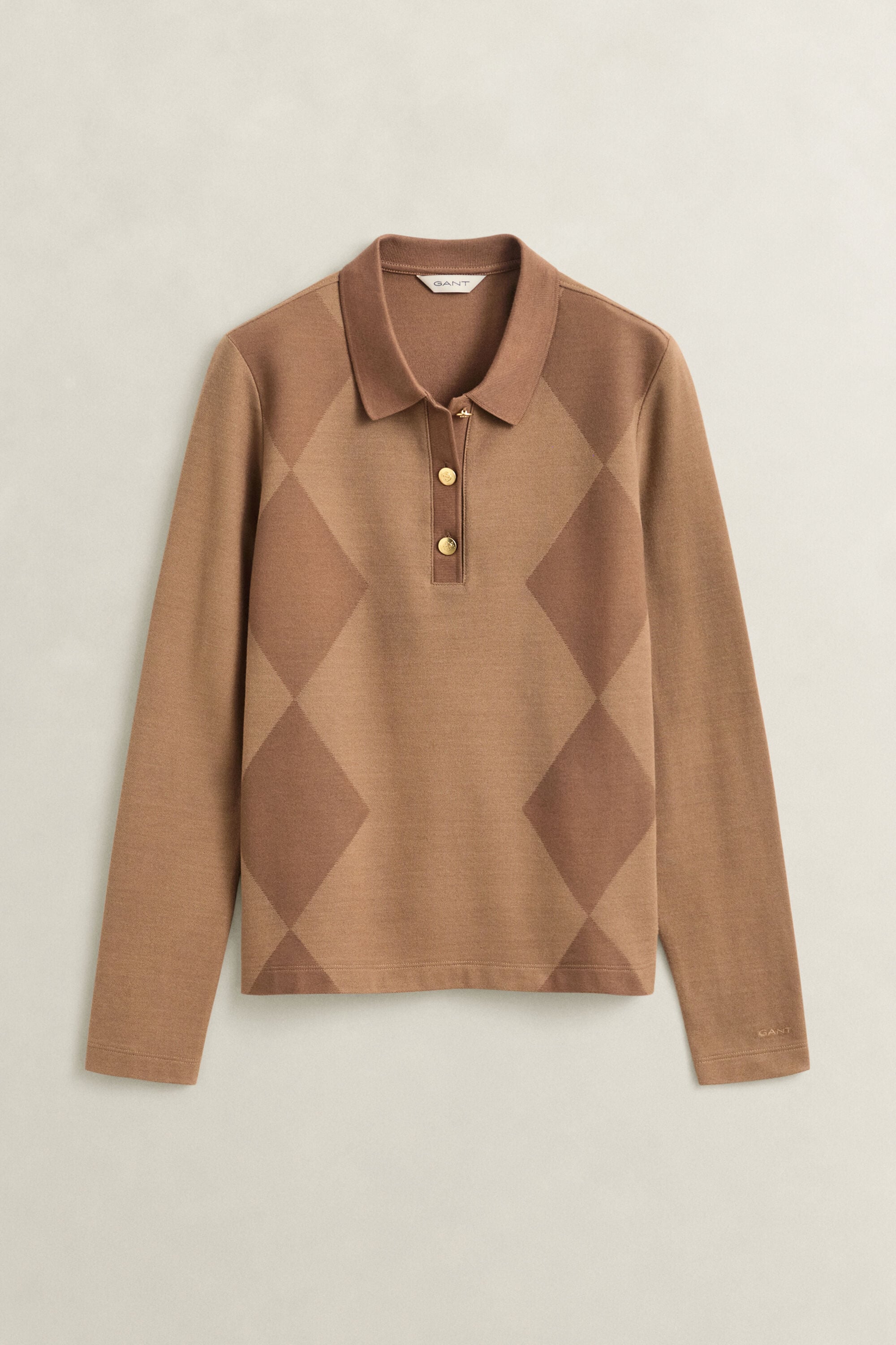 Argyle poloshirt met lange mouwen