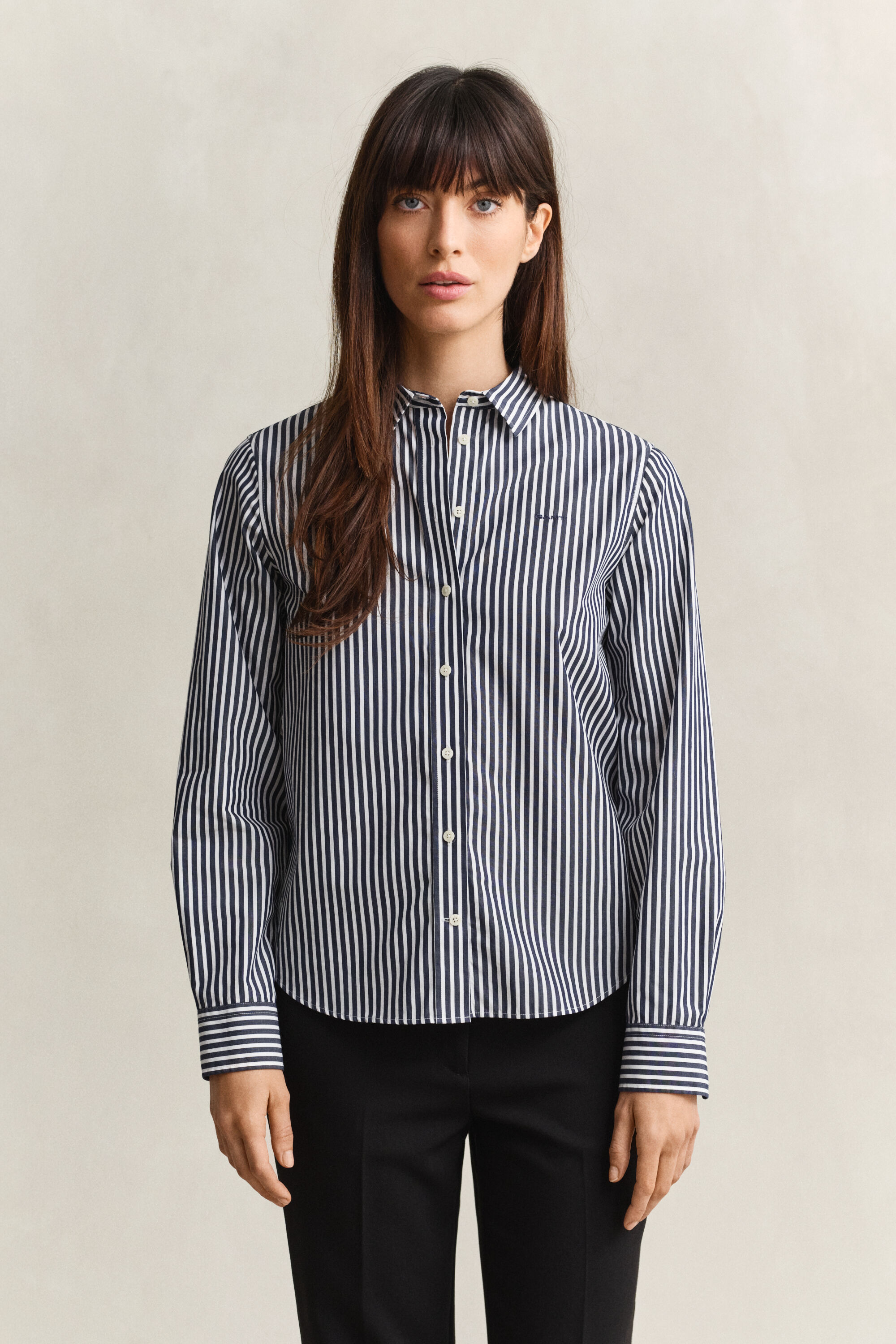 Classic Regular gestreept poplin overhemd