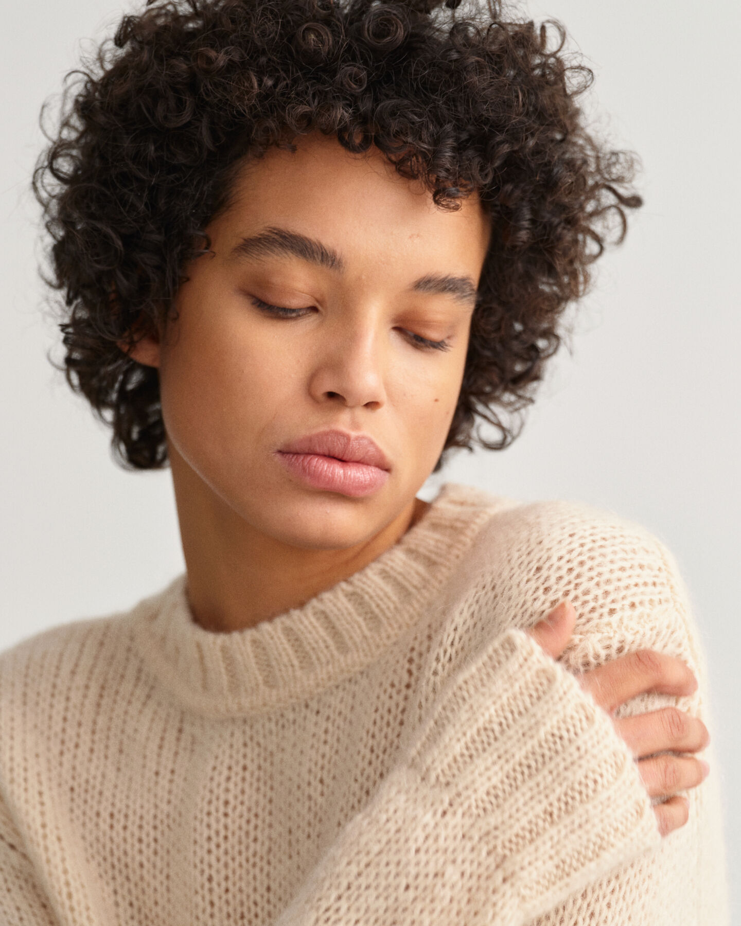 Effen sweater van mohair met ronde hals