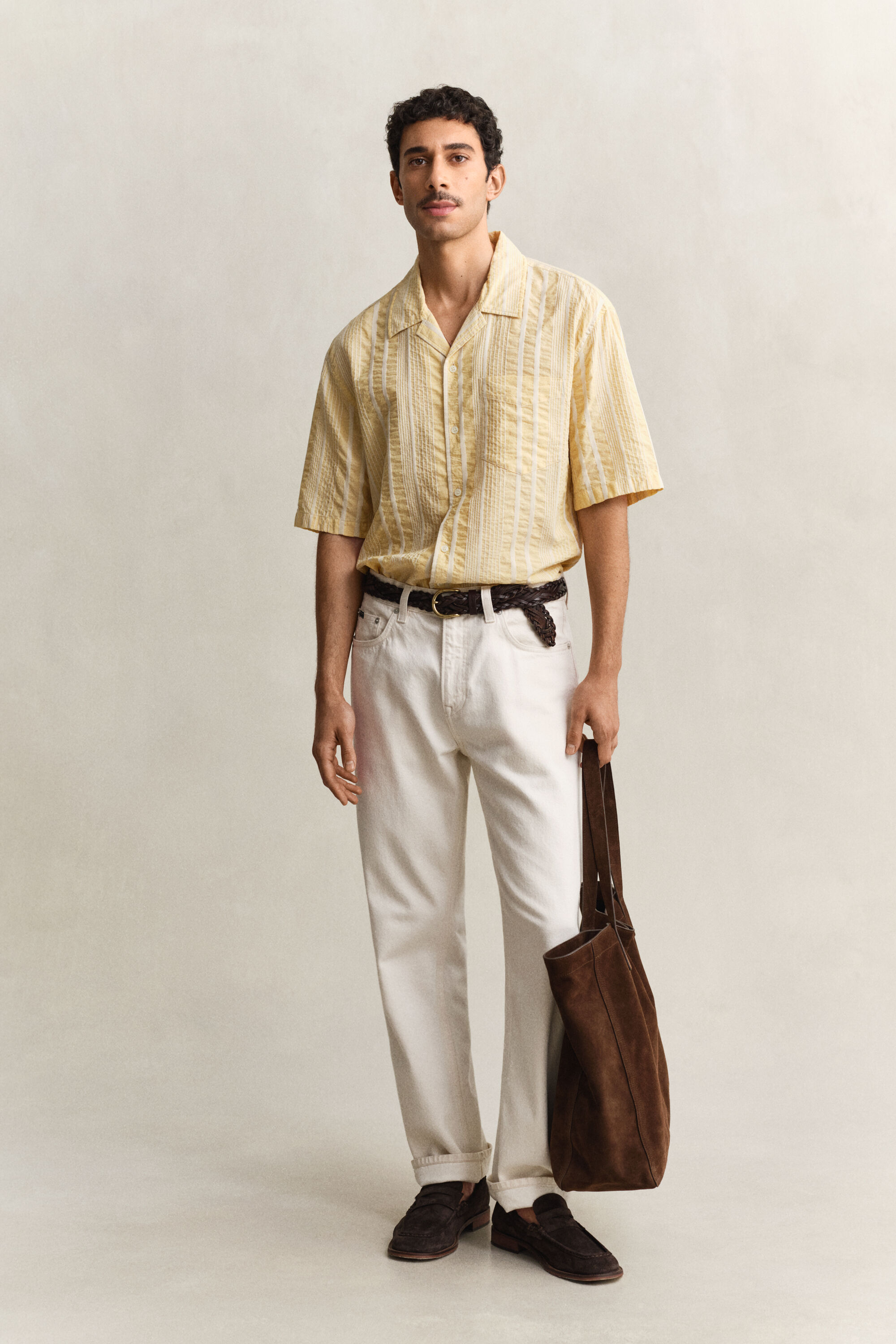 Seersucker overoverhemd met korte mouwen