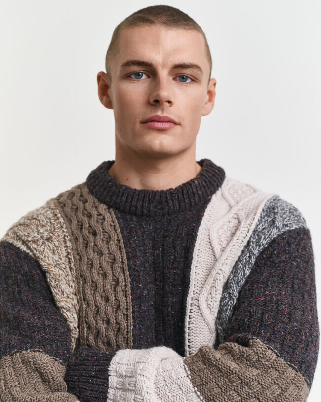 Sweater met ronde hals en patchwork