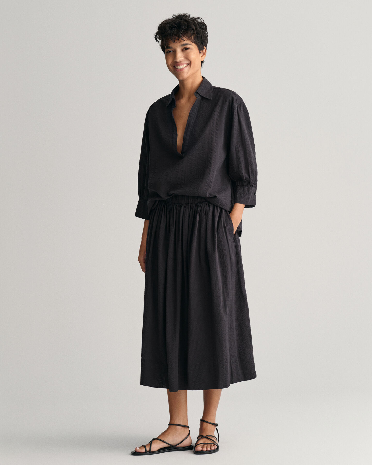 Seersucker Pull-On rok met strepen