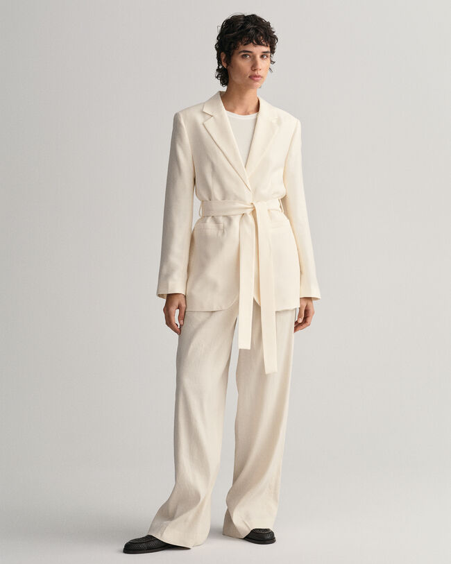 Regular Fit Fluid blazer met ceintuur