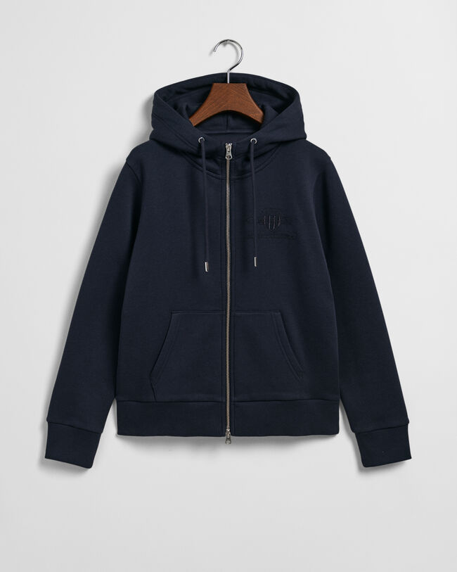 Tonal Shield hoodie met ritssluiting