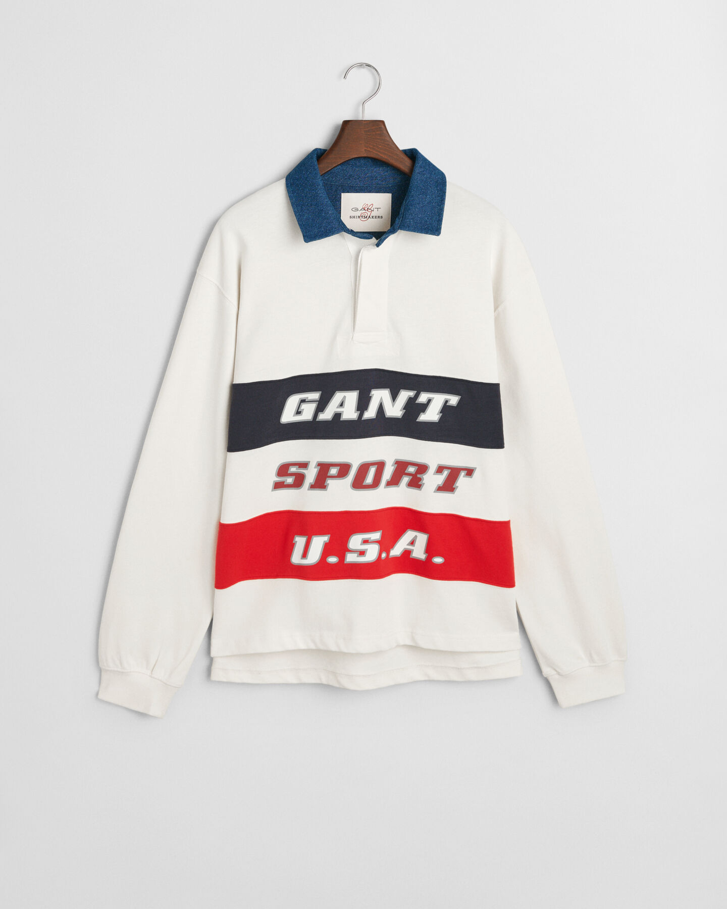 Heavy Rugger met denim kraag