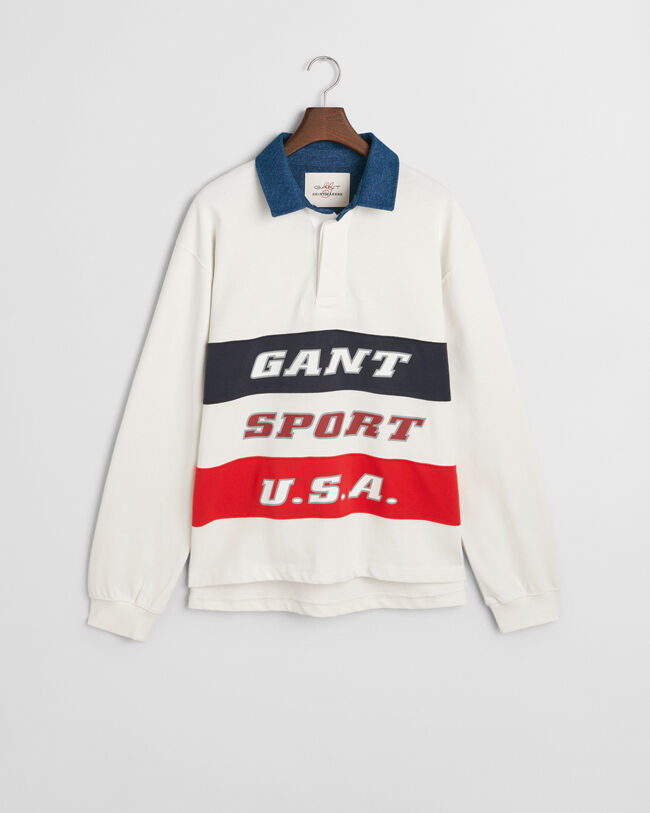 Heavy Rugger met denim kraag