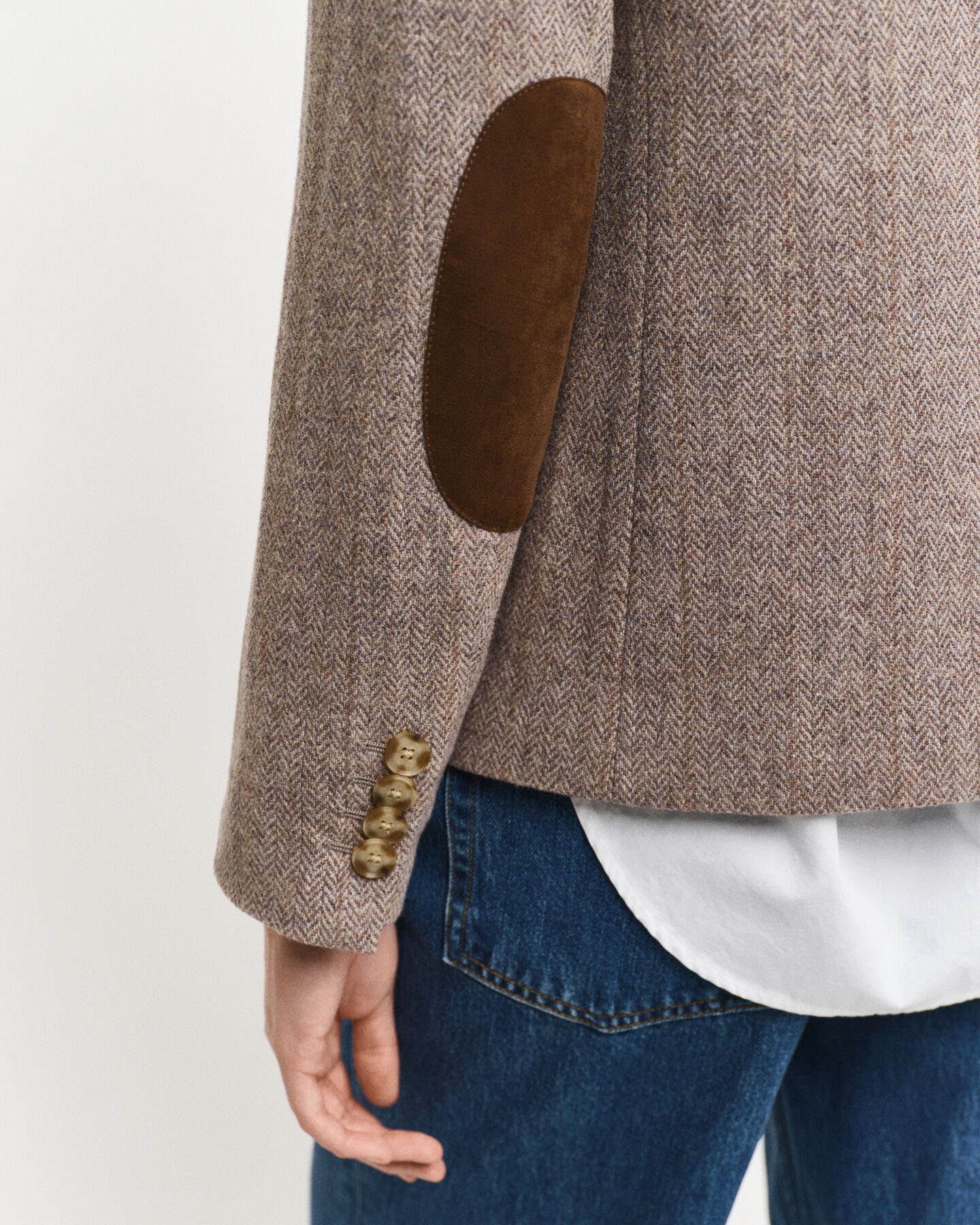 Regular Fit kortere blazer met visgraatmotief