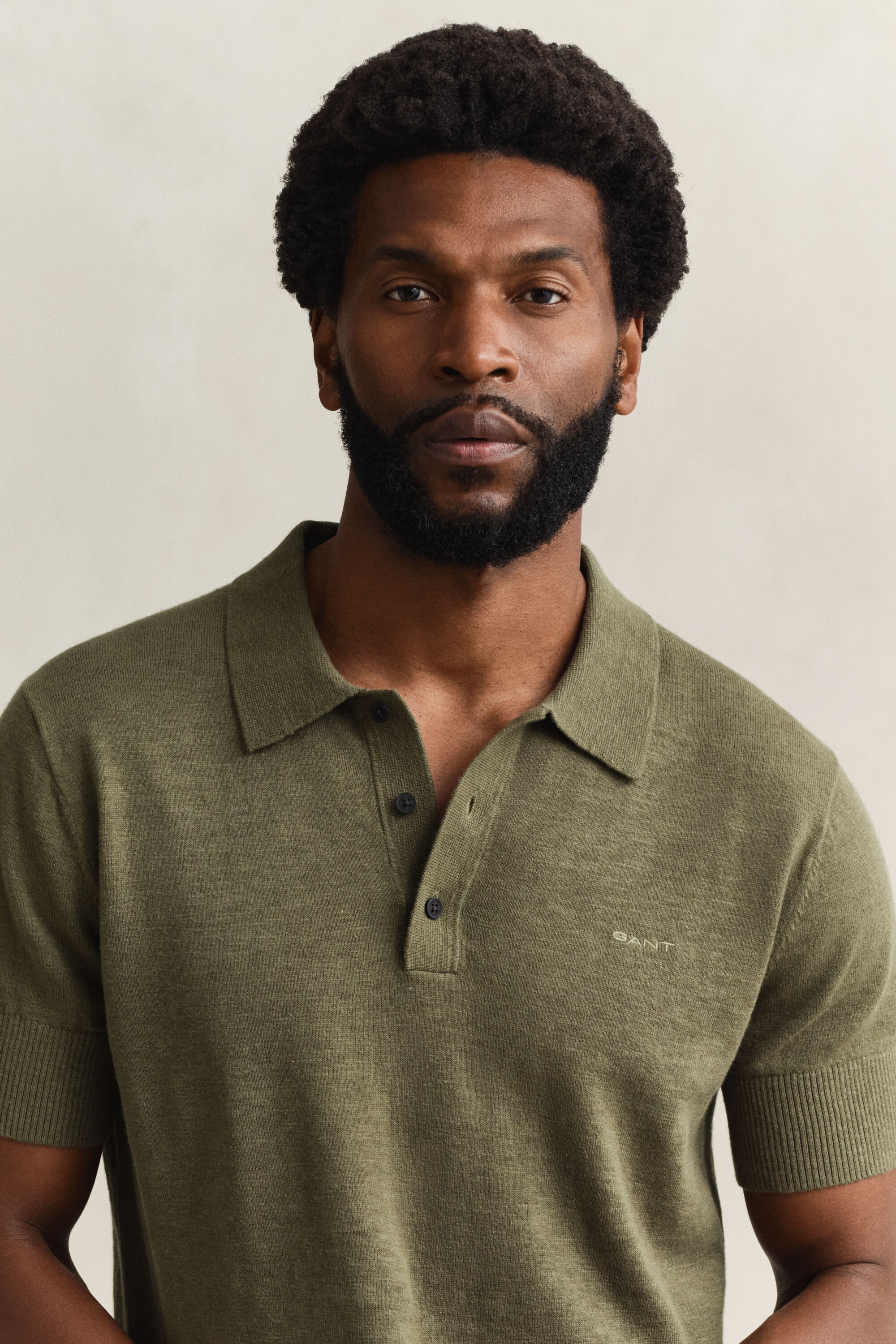 Polotrui met korte mouwen van ruwe katoenmix