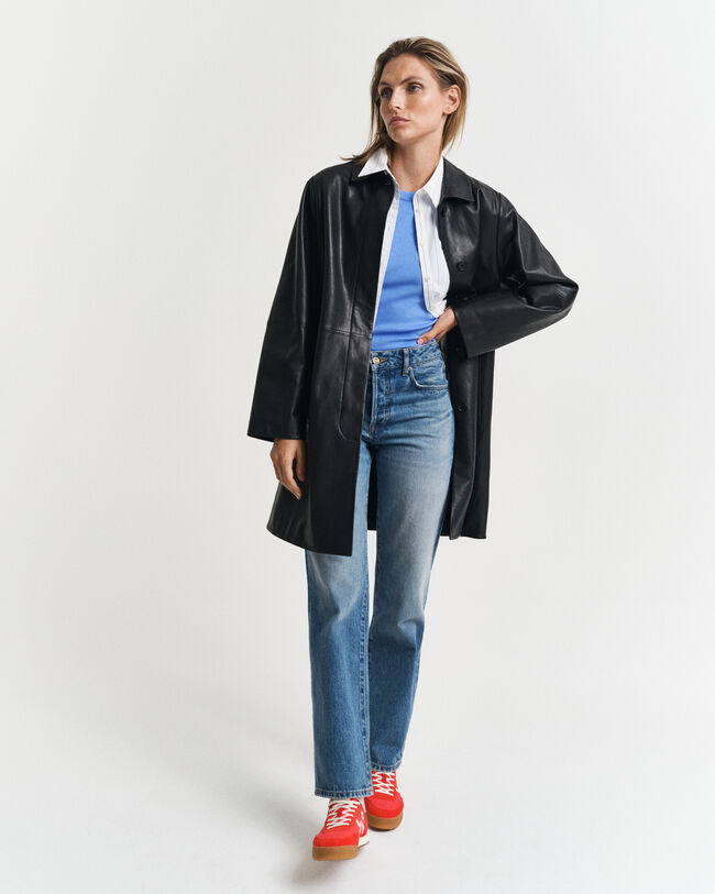 Geribde tanktop met hoge halslijn