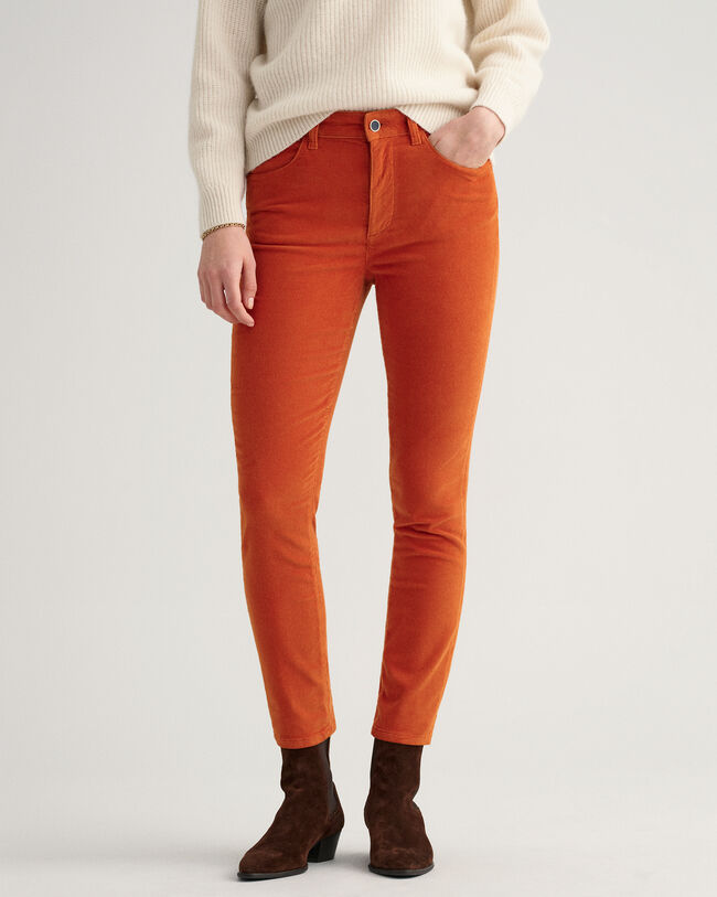 Farla Slim Fit cropped jeans van corduroy