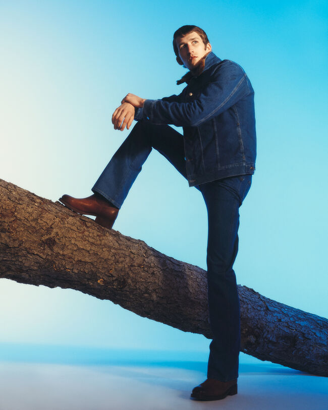 Wrangler x GANT denim jack met nepbont