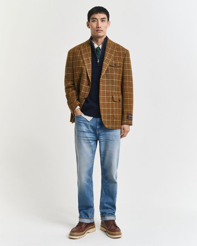 Kabelgebreide trui van lamswol met korte rits