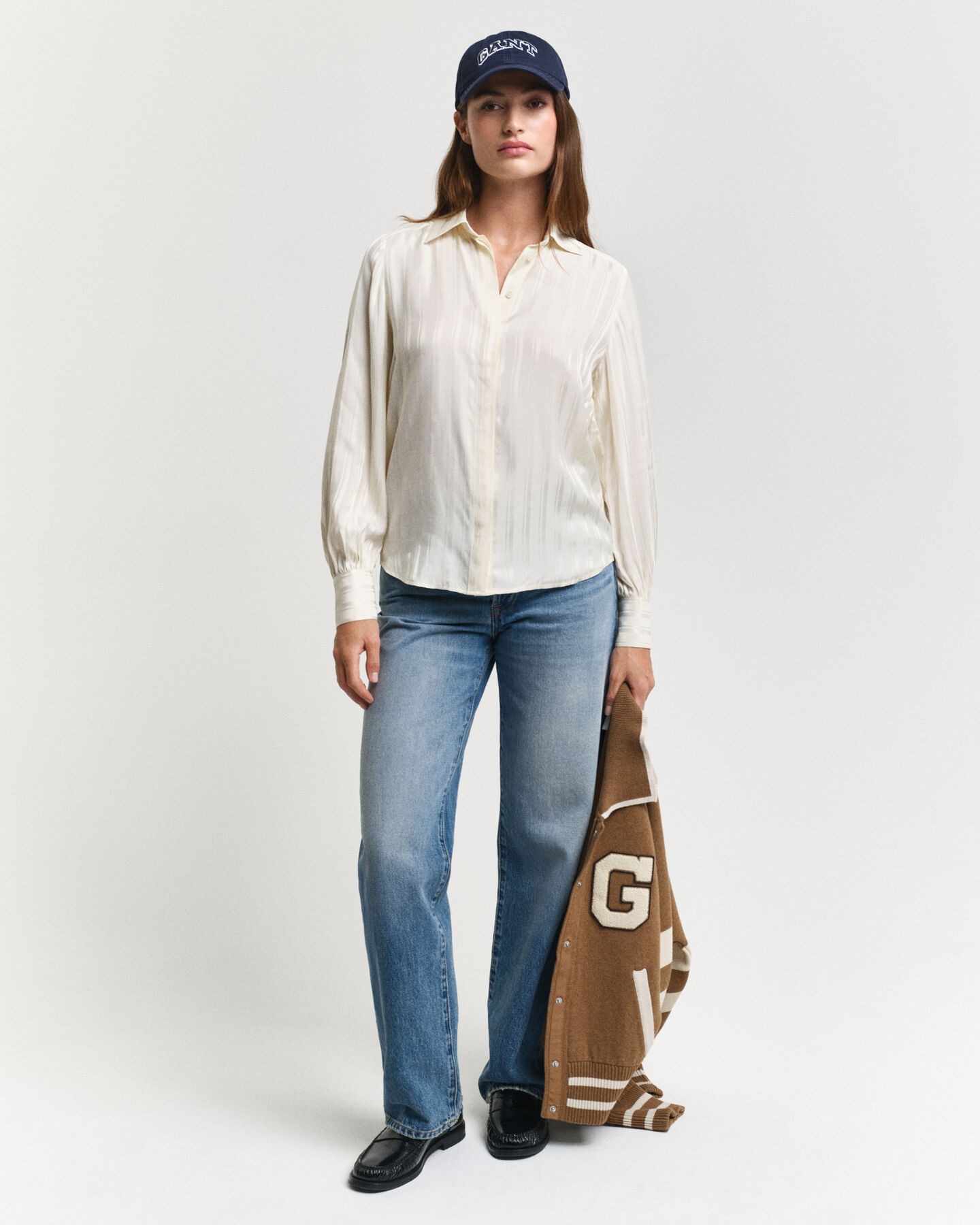 Regular Fit satijnen overhemd met strepen