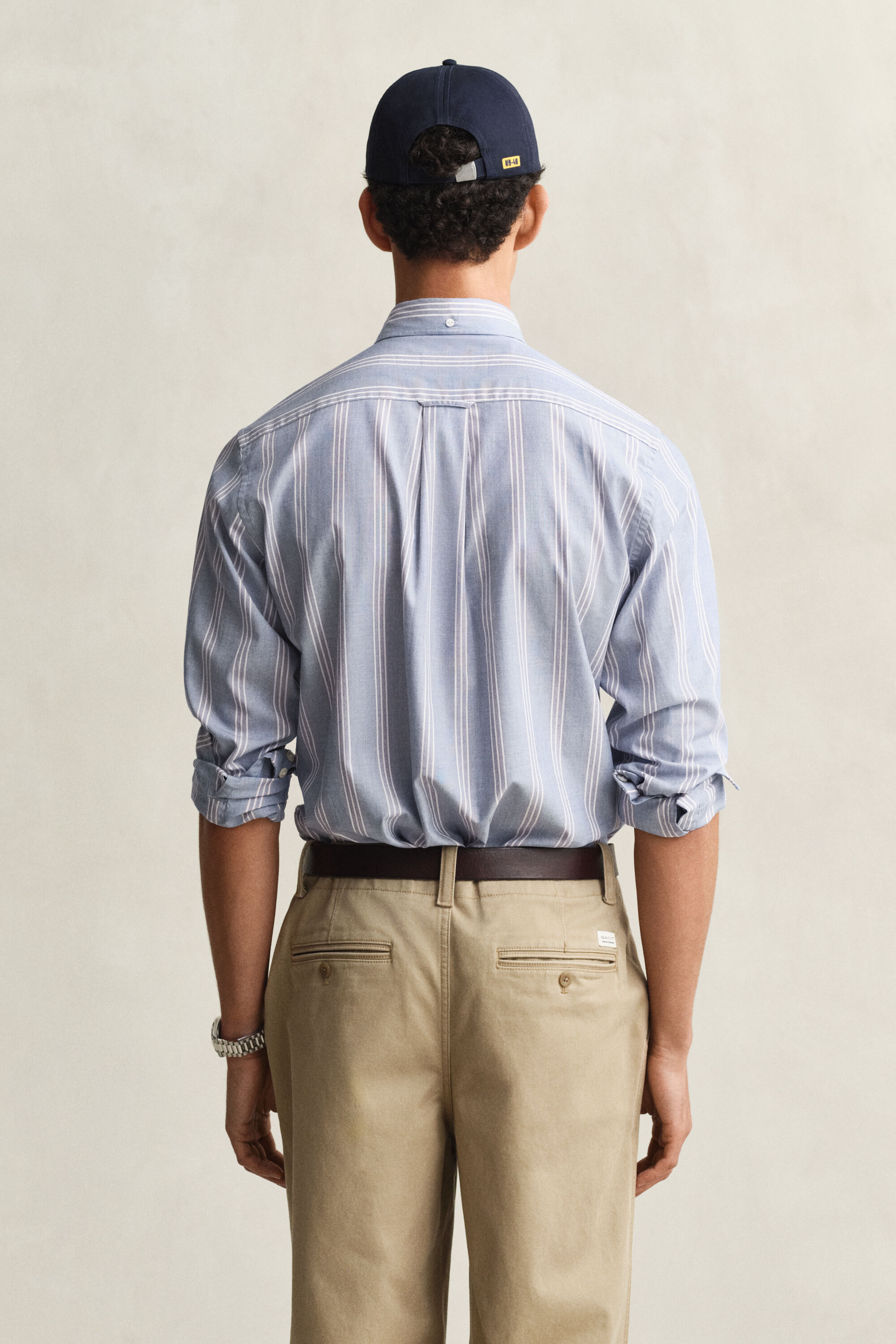 Regular Fit fil-à-fil poplin overhemd met strepen