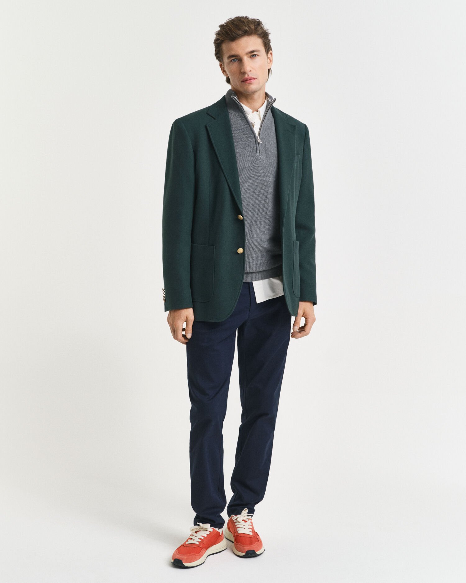 Sweater van katoenpiqué met korte rits