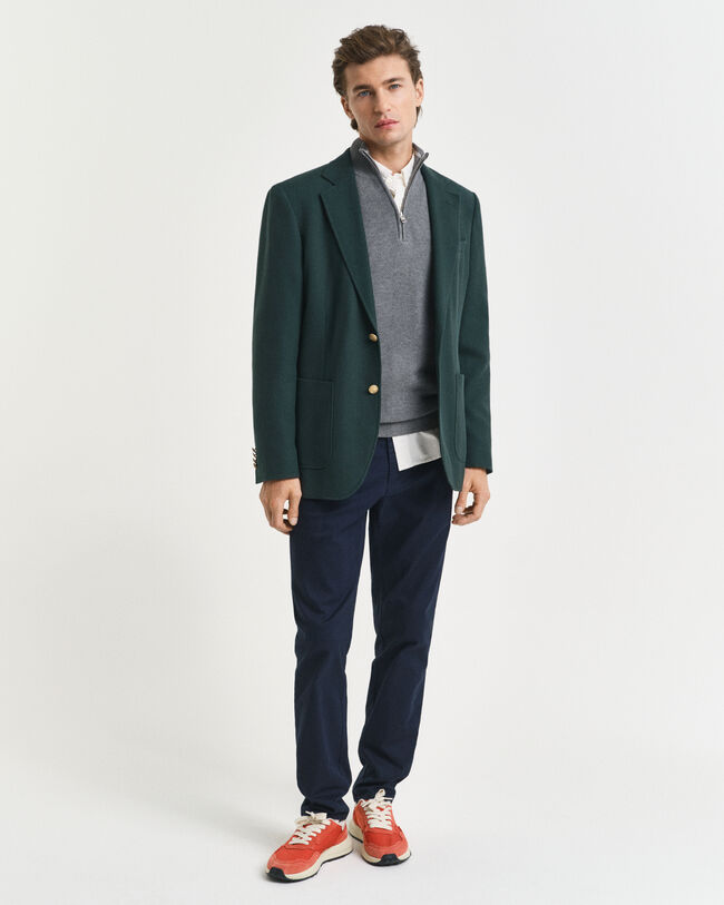 Sweater van katoenpiqué met korte rits