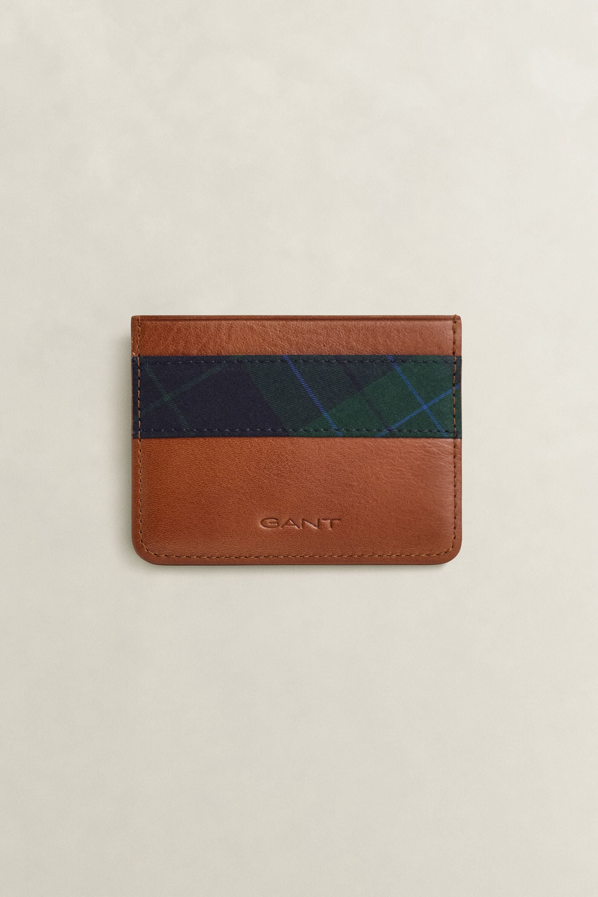 Geruite riem en pasjeshouder in cadeauverpakking