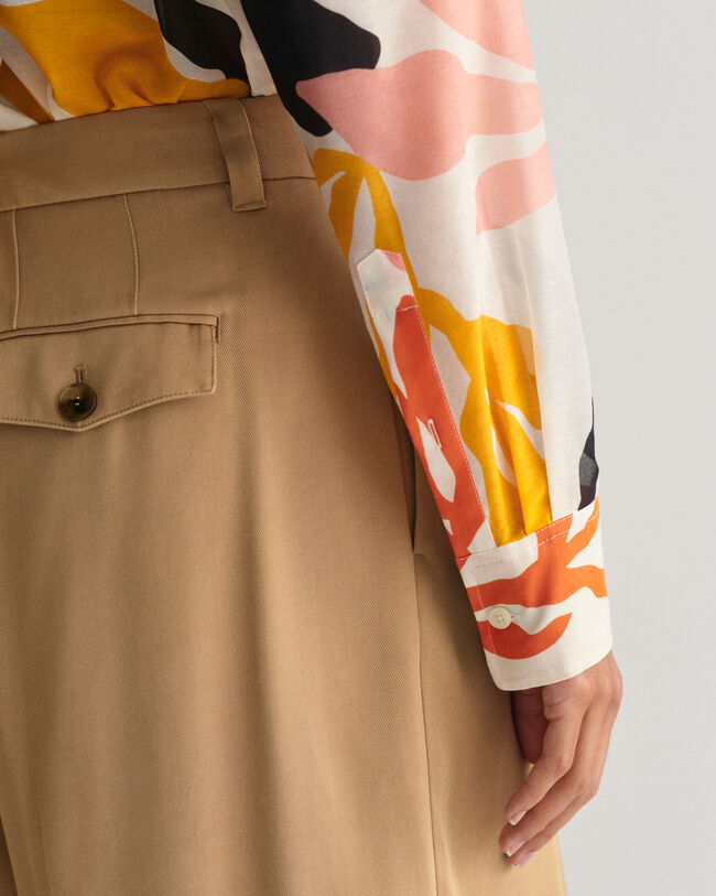 Relaxed Fit Palm Print blouse van katoen en zijde