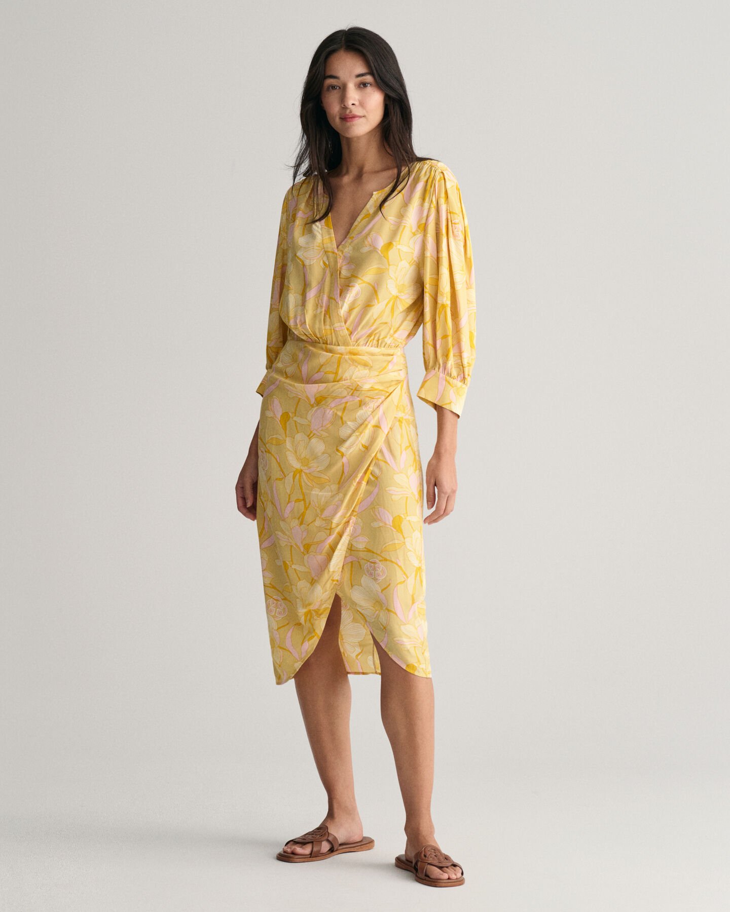 Regular Fit Magnolia Print wikkeljurk