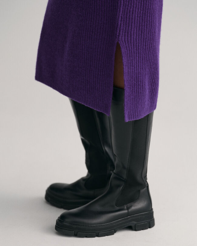 Wollen V-halsjurk met ribbels