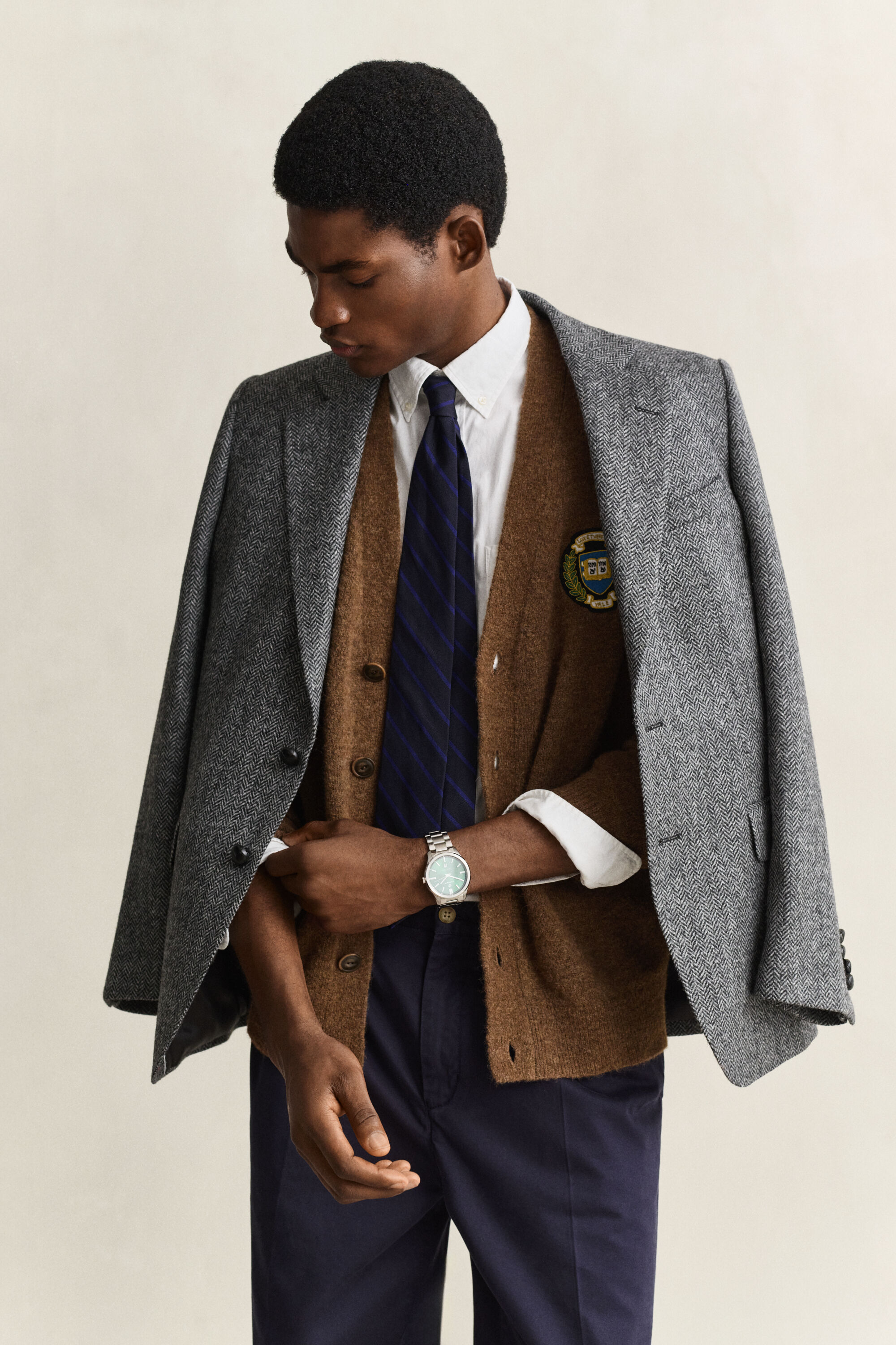 Gant x Yale vest van geborstelde wol