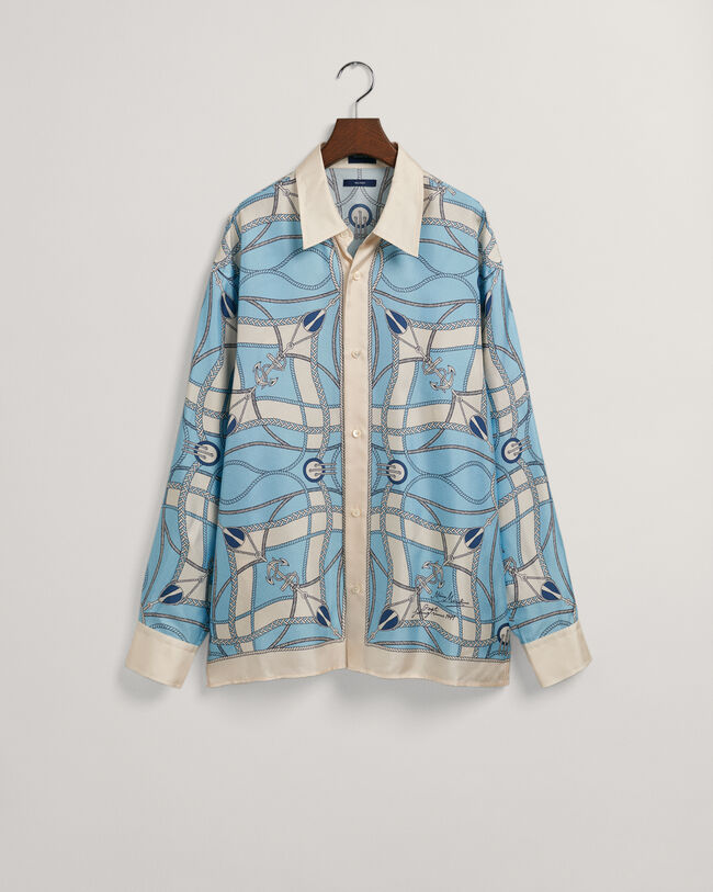 Relaxed Fit Sailing zijden overhemd met print