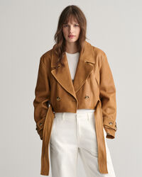 Cropped trenchcoat van leer