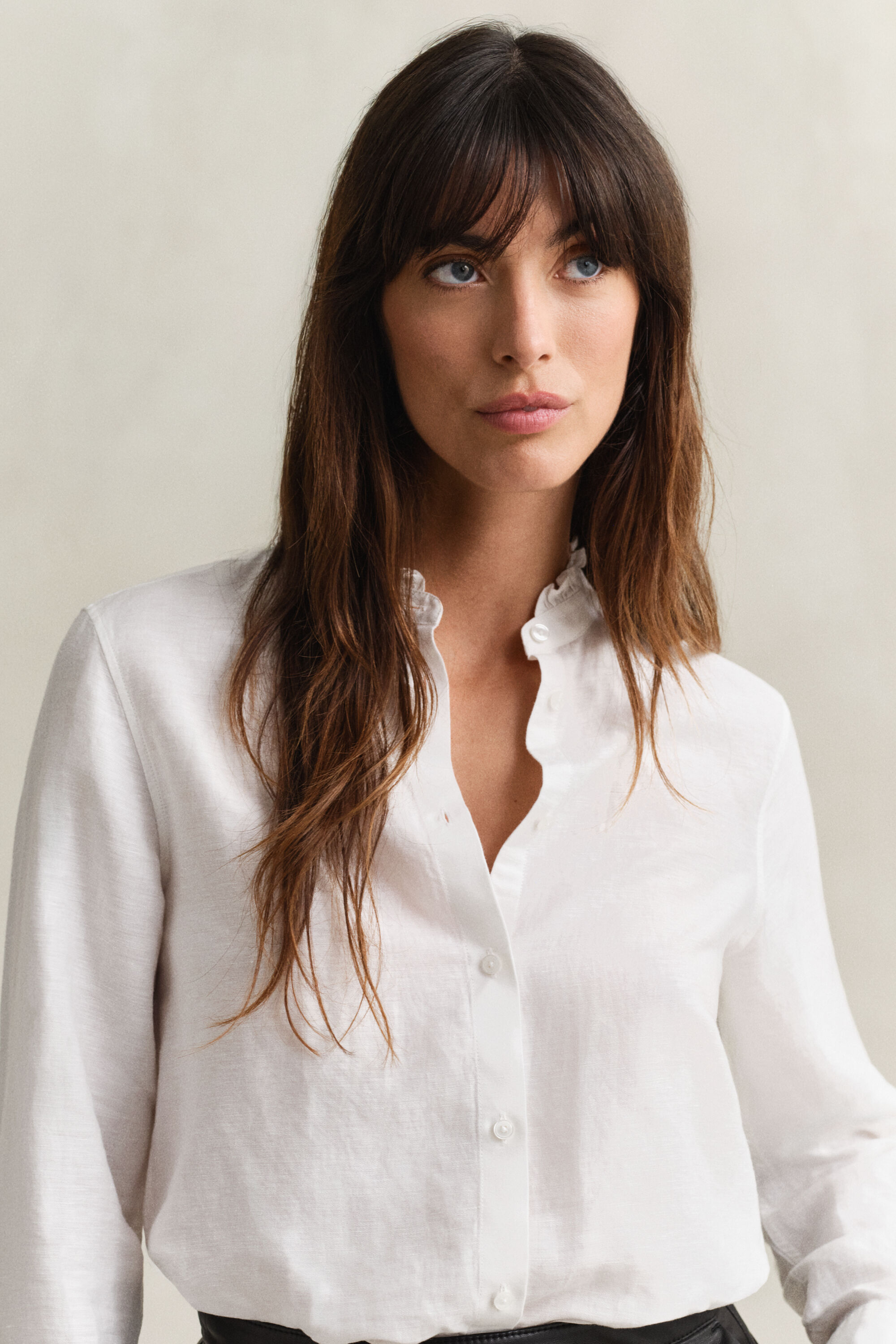 Blouse met ruches van linnenmix