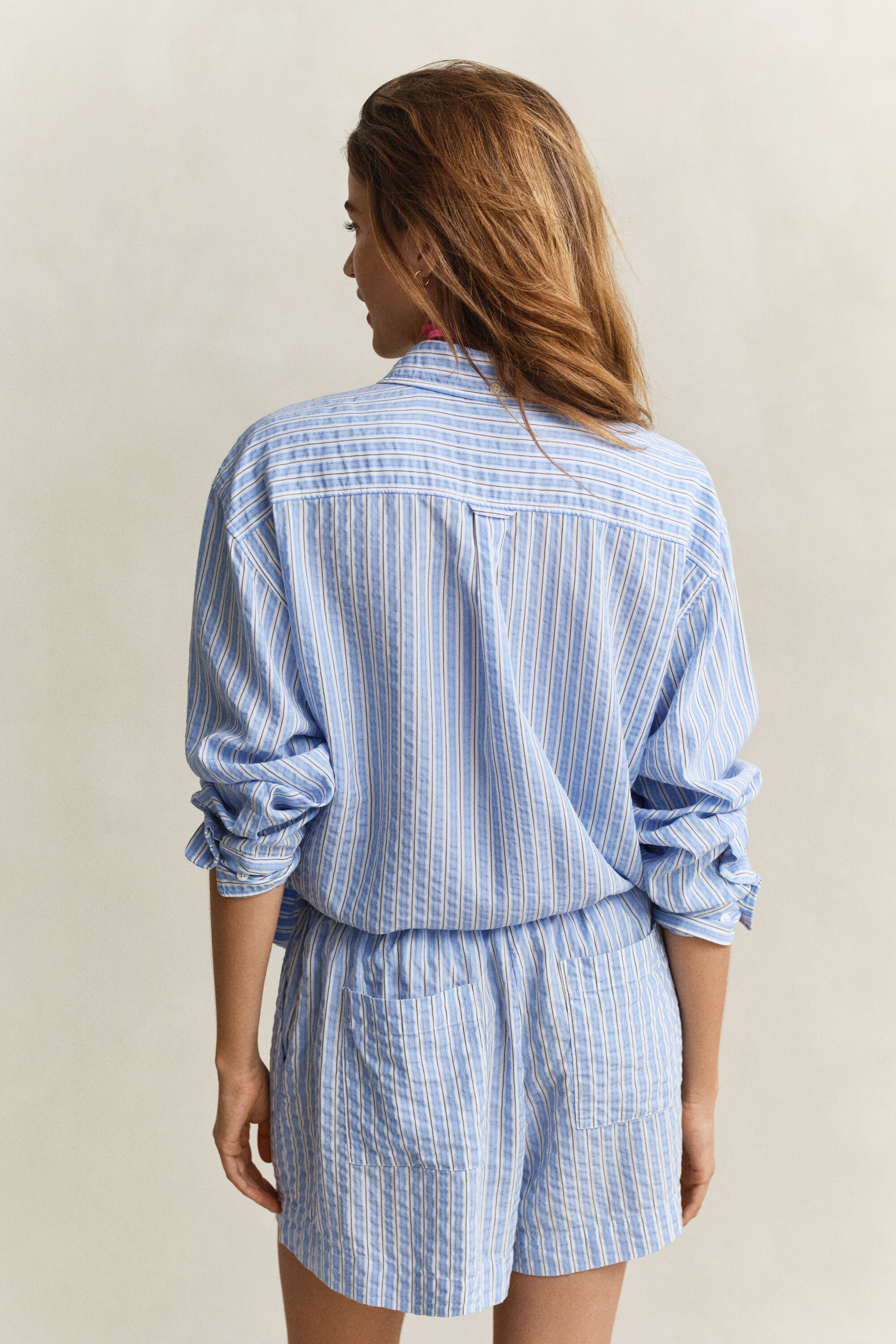 Gestreept seersucker overoverhemd