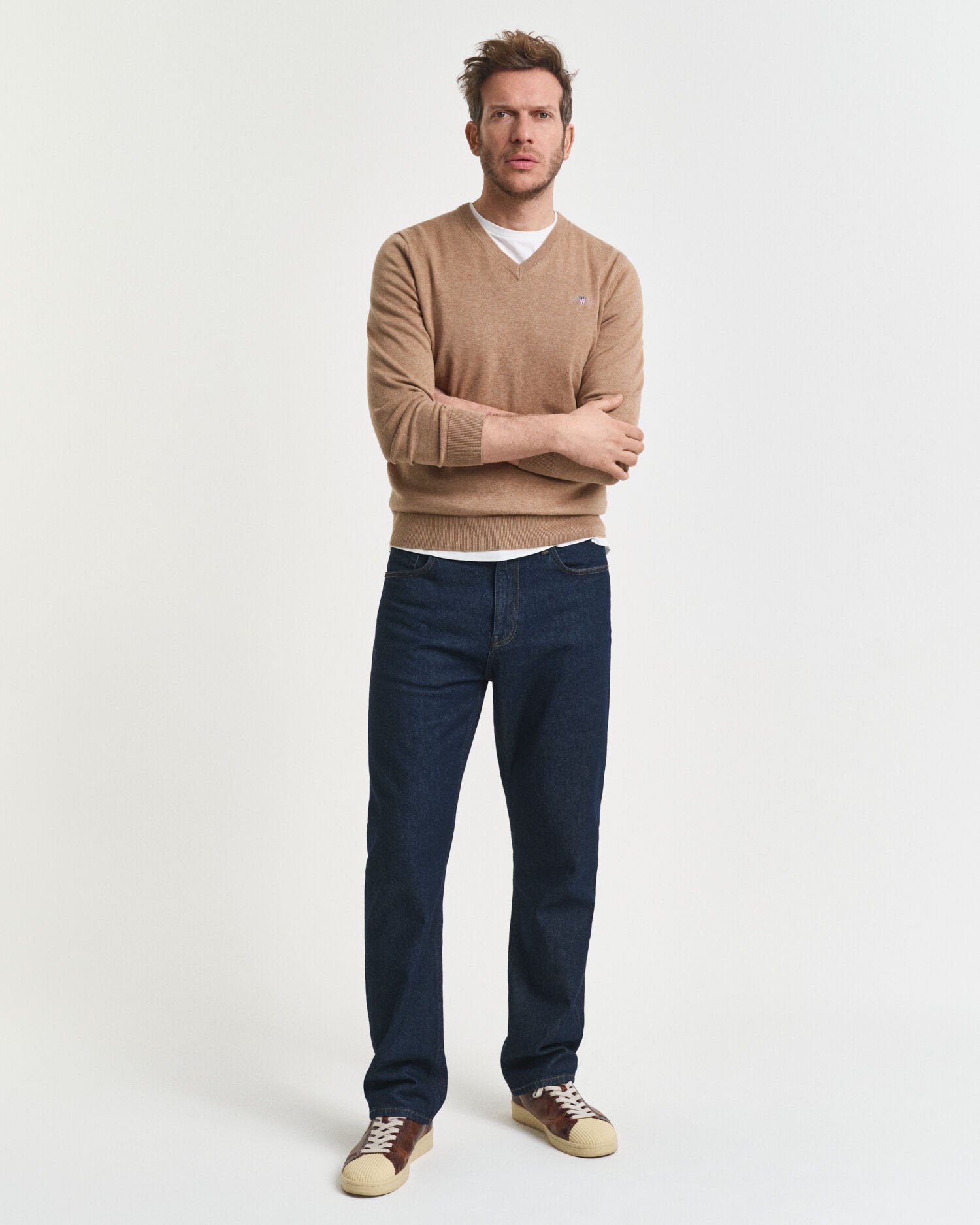 Klassieke sweater van katoen met V-hals